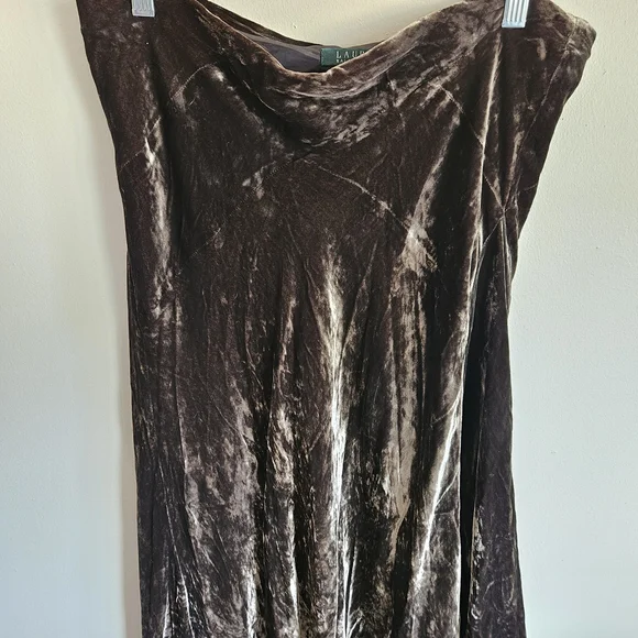 Lauren Ralph Lauren Brown Velvet Midi Skirt - Picture 3 of 6